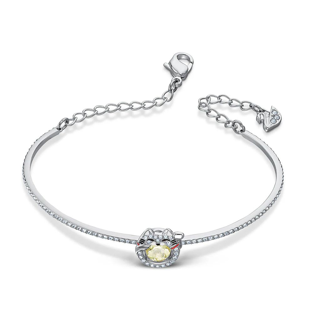 招財貓鑲水晶靈動手環 (銀)