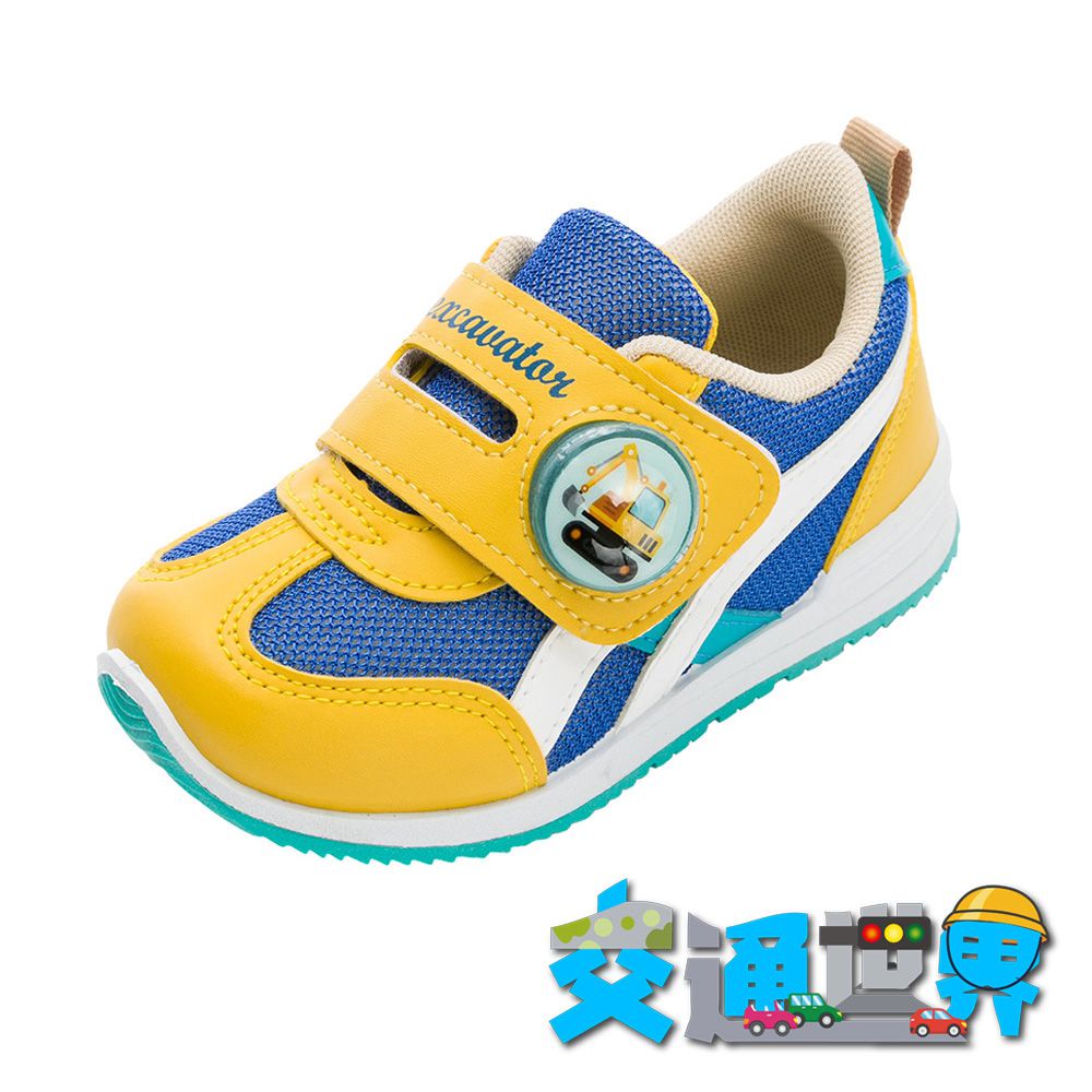 交通世界 童鞋 電燈運動鞋 ASKX50404-減緩跑步壓力輕量鞋底-黃藍-(中大童段)