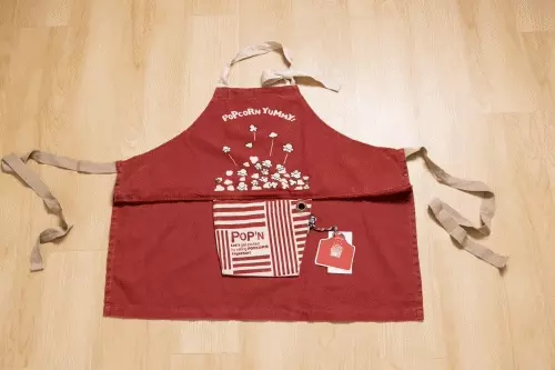 日本代購 - 印度棉質感兒童料理圍裙(可調尺寸/收納)+頭巾兩件組-美式露營插畫-灰橘 (100-160cm)