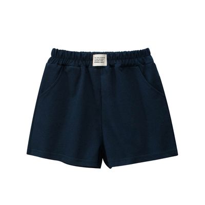 27home - 純棉腰鬆緊短褲-布標-藏青