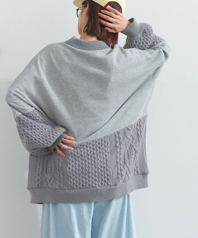 日本 Lupilien - 鬥牛犬印花粗針織拼接裏毛長袖上衣-酒紅