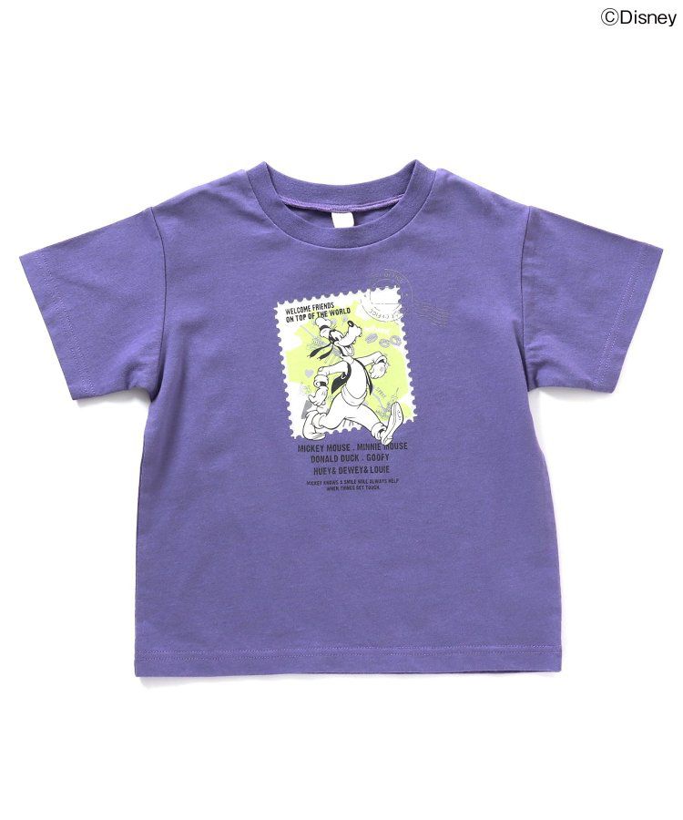 日本 BREEZE - 迪士尼聯名 印花短袖上衣-旅行郵票-紫色高飛狗