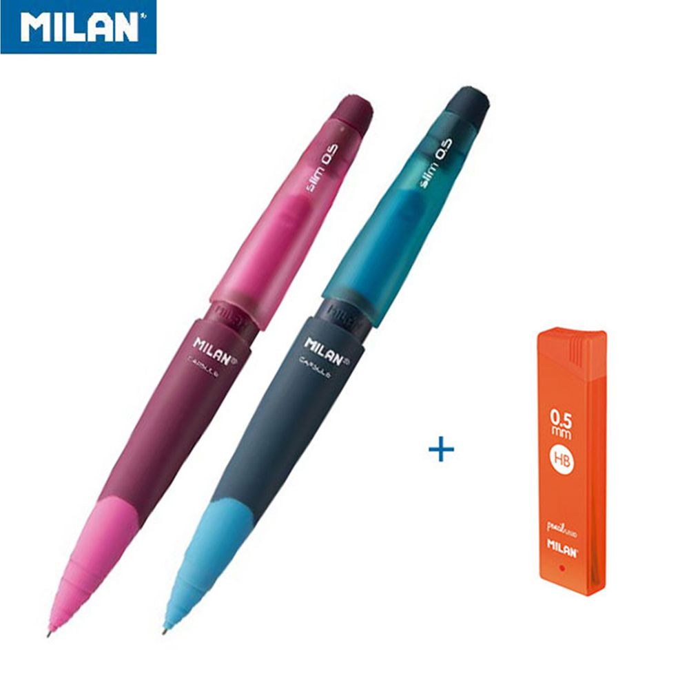 MILAN - 果凍自動鉛筆0.5mm(2入)+筆芯_0.5mm_HB(1入)-紅/藍
