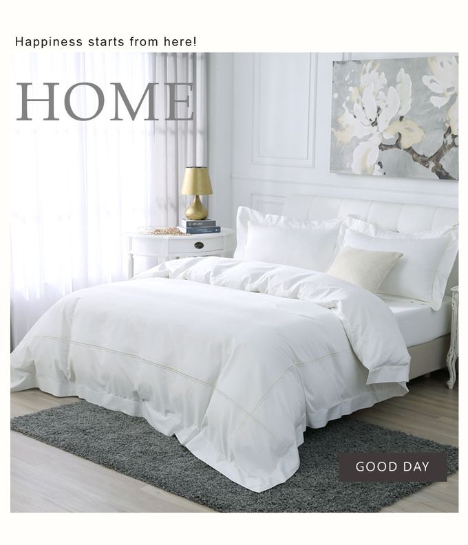 鴻宇 HongYew - 雙人薄被套 300織美國棉 純色刺繡-簡約白