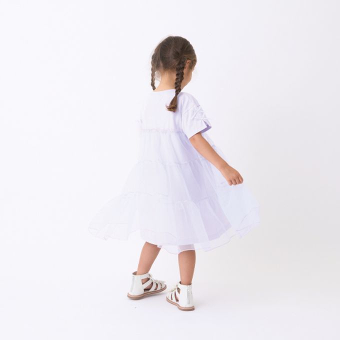 日本 Lycee mine - 接觸冷感 緞帶短袖蛋糕洋裝-薰衣草