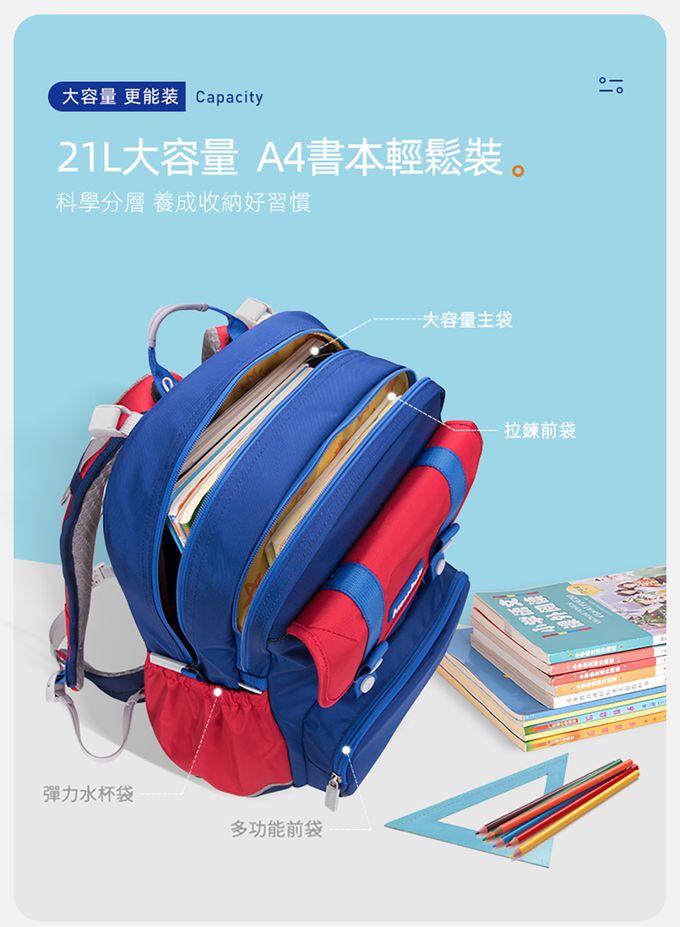 MoonRock - 護脊書包-SP200 淺藍色成長型2023款 適用身高:120-160公分-21L