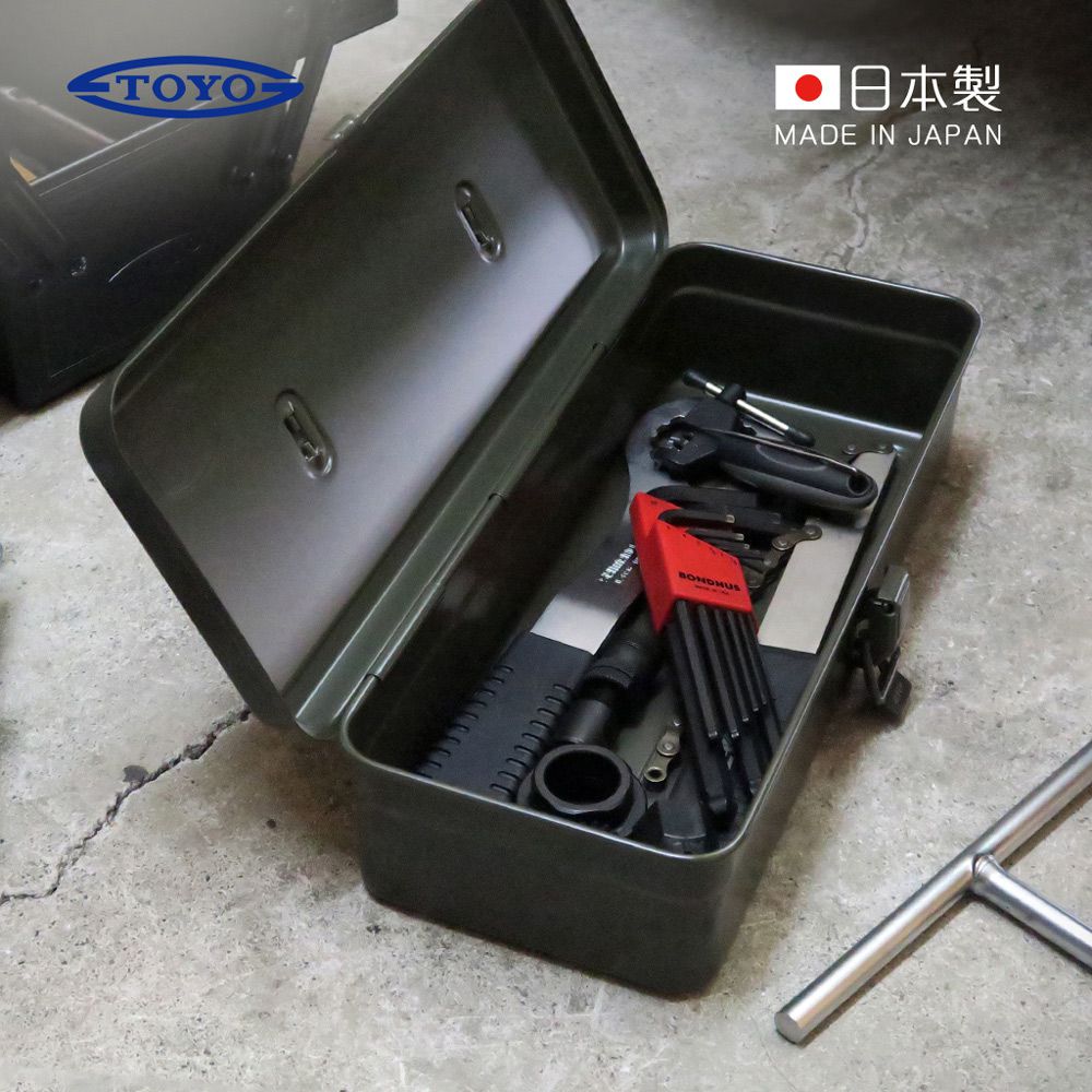 日本TOYO - T-320 日製方型提把式鋼製單層工具箱-岩黑