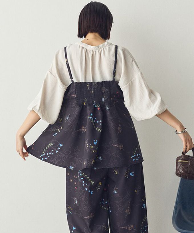 日本 Sans Souci 34+ - 優美花卉縮腰疊穿吊帶背心-白