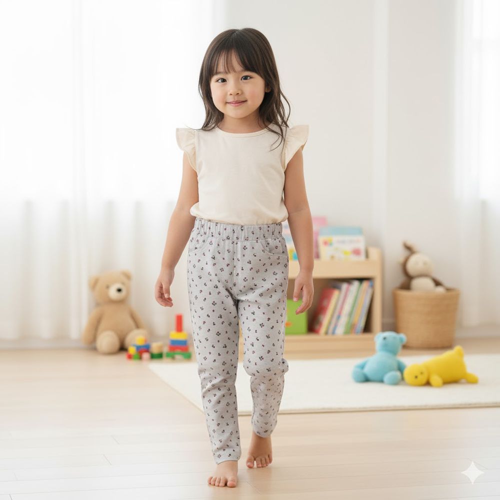 10分經典褲 刷毛內裡-一般合身款 花紋-象牙白色