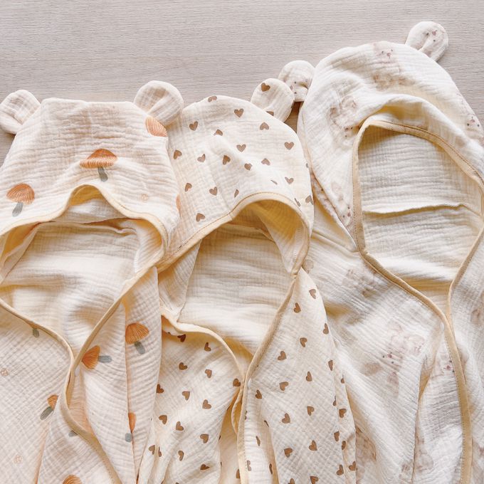 Chi-mi啾米 - 四層紗兒童連帽浴巾