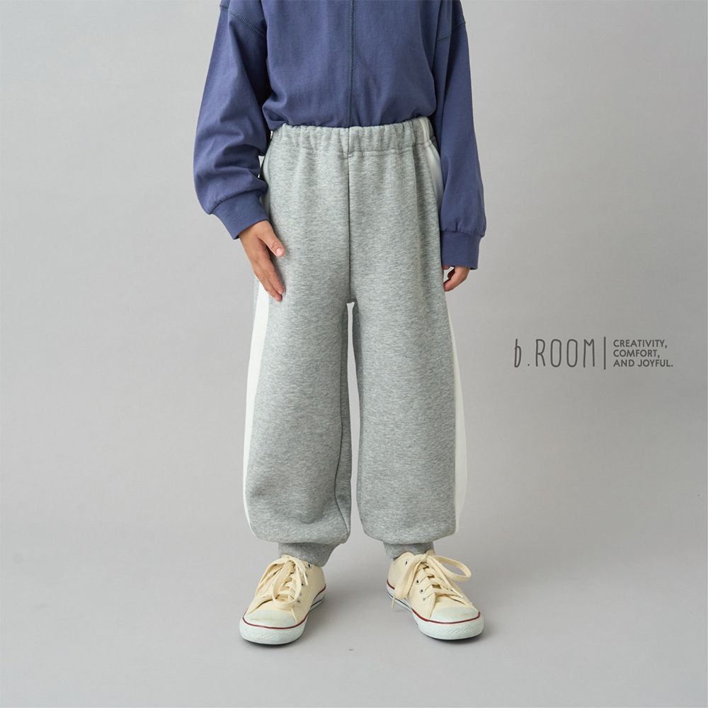 吸水速乾側邊條休閒運動長褲-淺灰