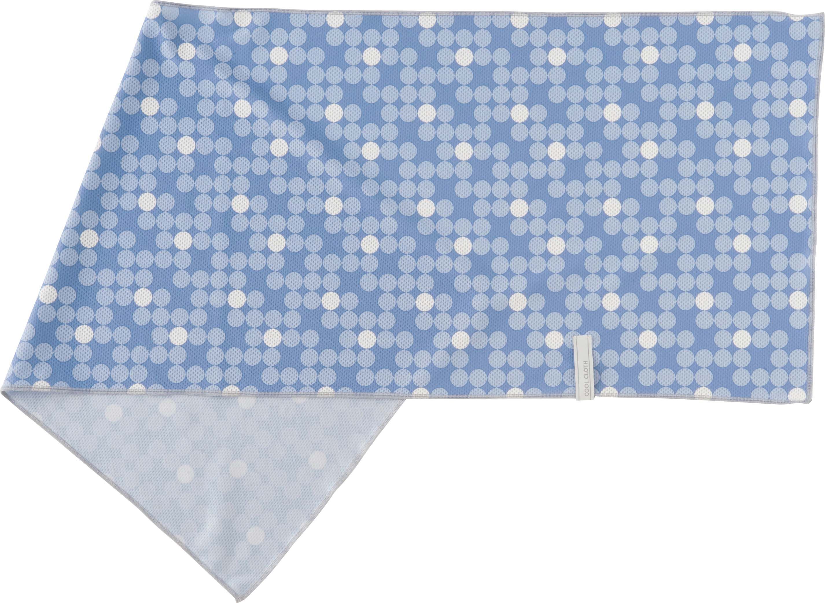 日本小泉 - UV cut 90% 接觸冷感 水涼感巾(附收納袋)-漸層波點-水藍 (30x90cm)