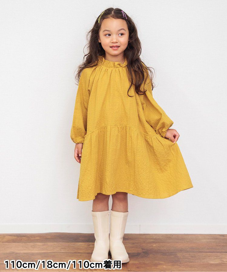 日本 BREEZE - 微立領宮廷風傘狀長袖洋裝-素面-紅