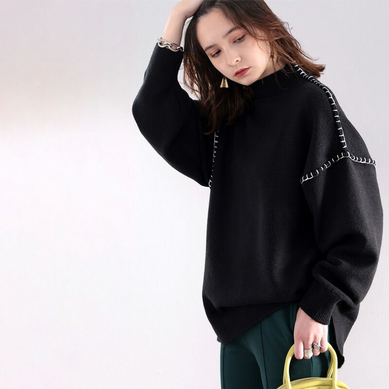 日本 Classical Elf - 復古粗縫線針織毛衣-肉桂橘