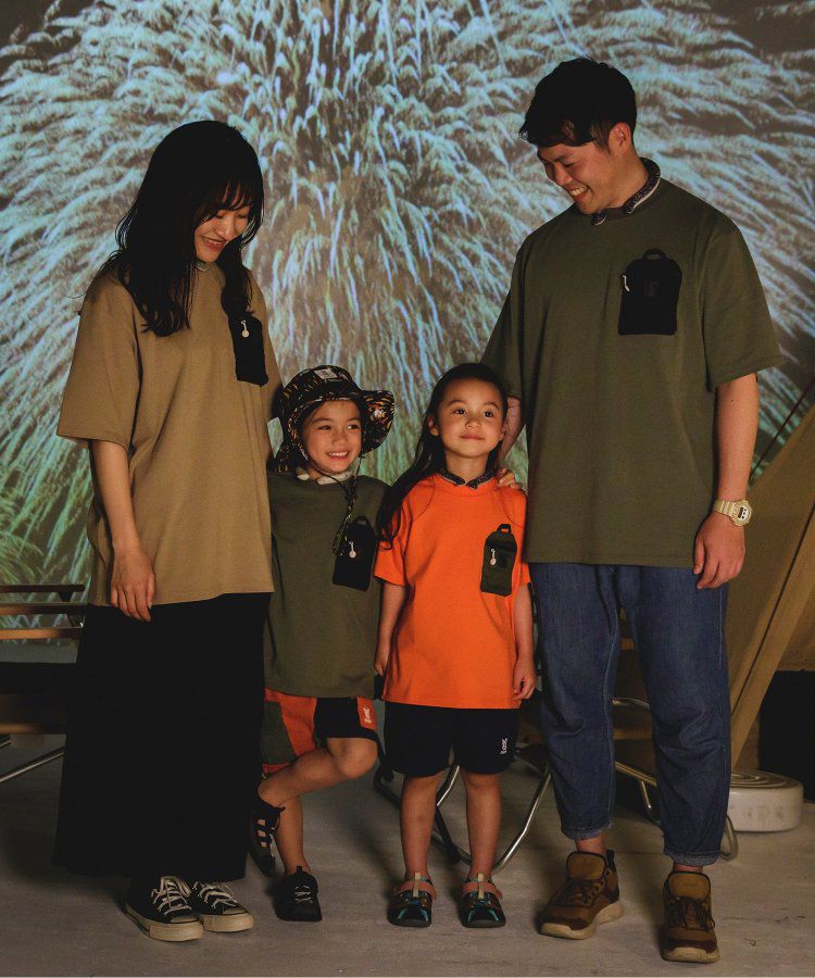 日本 BREEZE - 聯名款 夜光拉鍊大口袋短袖上衣(大人)-撞色-白