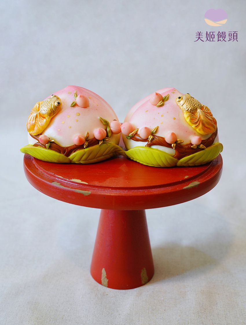 美姬饅頭 - 福壽雙全極品壽桃-2入-360g/顆