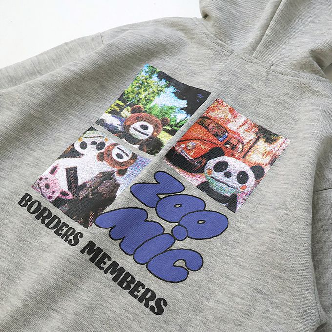 日本 ZOOLAND - 熊熊出遊印花休閒連帽外套-淺卡其