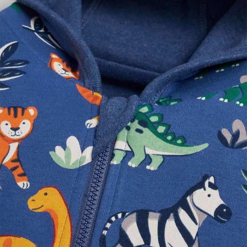 英國 JoJo Maman BeBe - 雙面穿100%純棉保暖連帽外套-野生動物