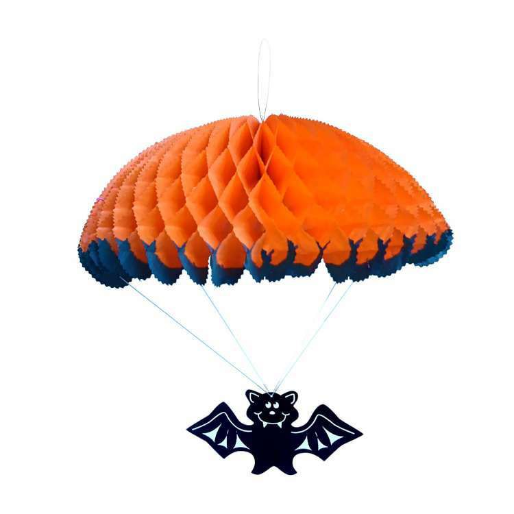 MODACore 摩達客 - ★萬聖節派對★蝙蝠橘黑降落傘造型掛飾吊飾兩入組_佈置裝飾 (長約66CM 寬約40CM)