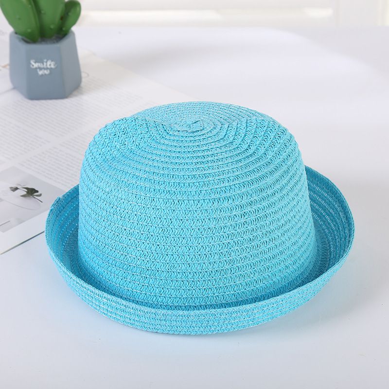 兒童造型遮陽草帽-藍色