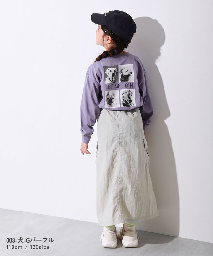 日本 devirock - 100%棉 落肩印花長袖T恤-斜體標語-淺灰