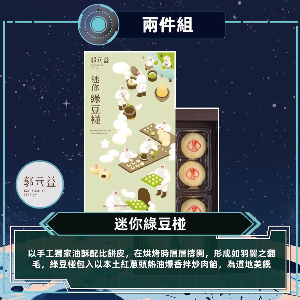 迷你綠豆椪2盒組_中秋禮盒-(136克/8入/盒)