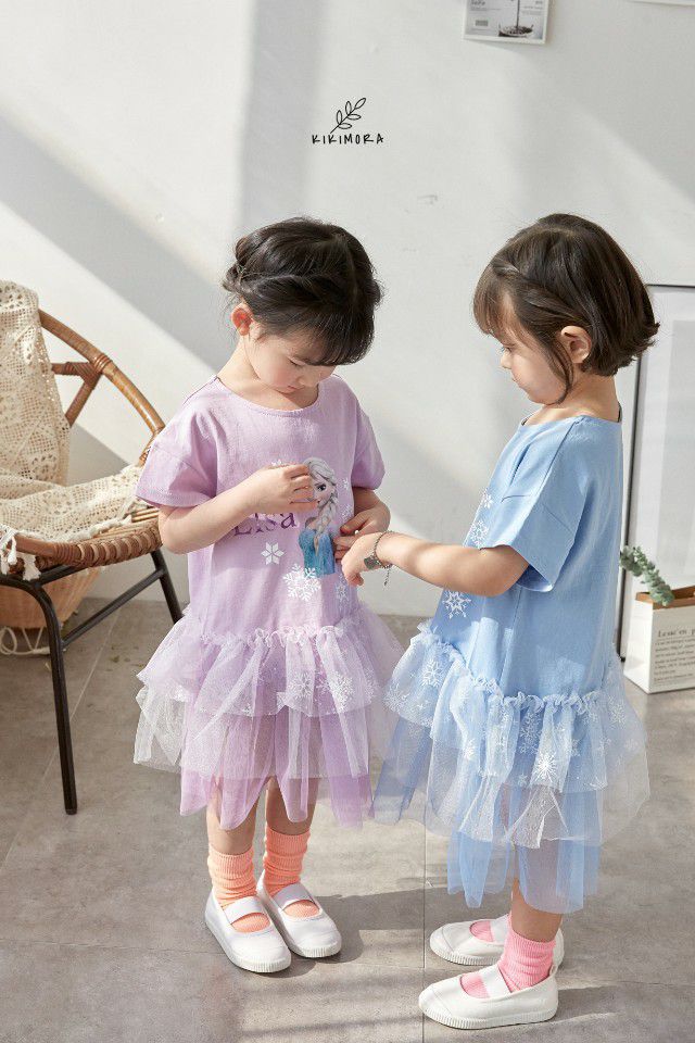 韓國 kikimora - 雪花Elsa蛋糕裙洋裝-粉紫
