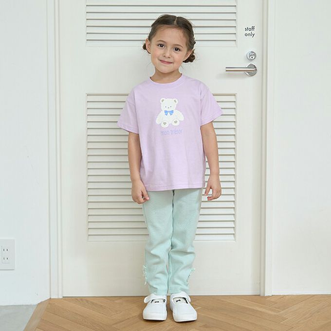 日本 Lycee mine - 彈力合身緞帶裝飾長褲-薄荷綠