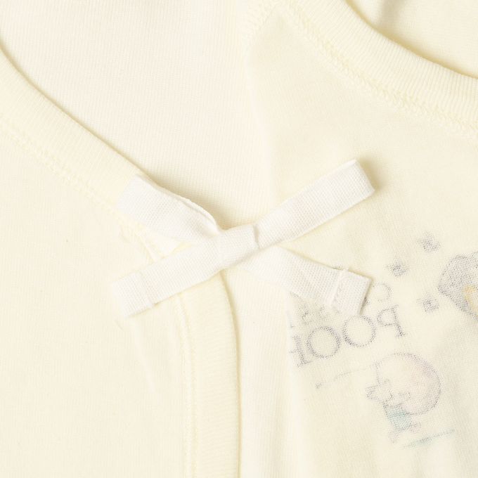 akachan honpo - 長袖新生兒內衣4件組-按扣款 復古小熊維尼-米白色 (肚衣:50cm 蝴蝶裝:50~60cm)