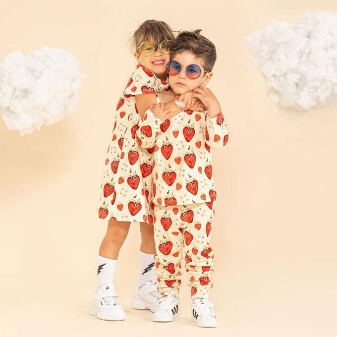 英國 SLEEP NO MORE - 100% 有機棉短袖連身裙-草莓 (1.5-2 Y)