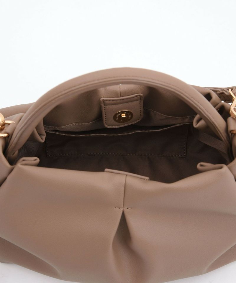 日本 COOCO - 打褶造型手提包/側背包-黑 (25x17x12cm)