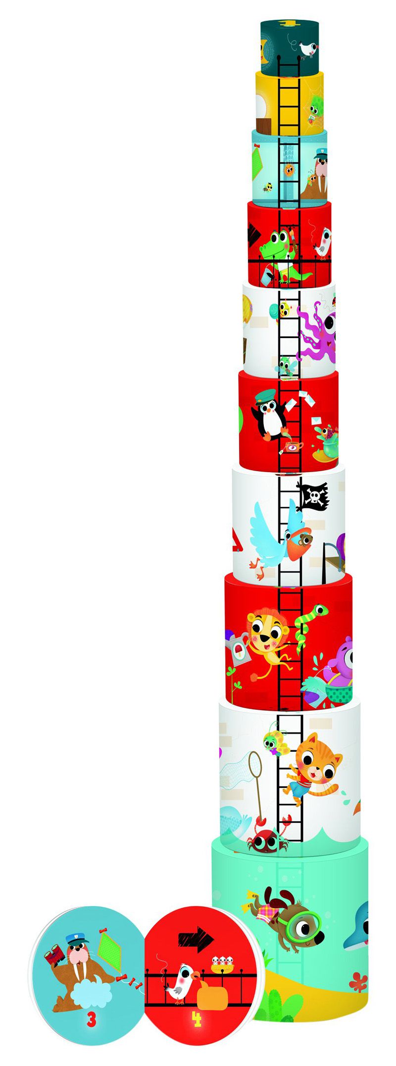 BOOK TOWER LIGHTHOUSE /BLOCKS-疊疊樂.盒裝-彩色 (15x15x15cm/盒裝/彩色/10個盒子+1本硬頁書)