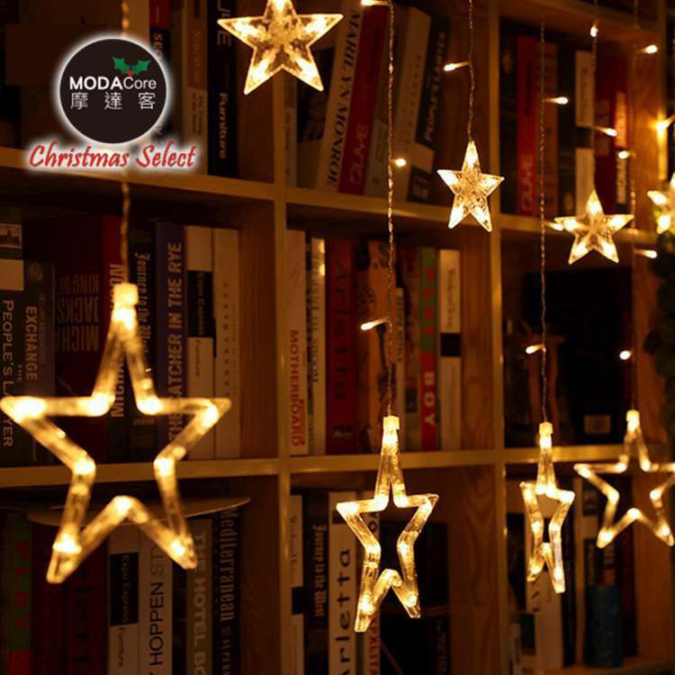 MODACore 摩達客 - LED燈造型滿天星星窗簾燈聖誕情境燈_暖白光透明線 | 附贈IC控制器_插電式