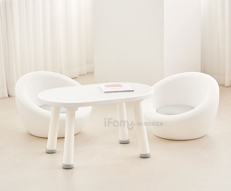 韓國 iFam - 兒童學習桌+小沙發椅優惠組-經典白