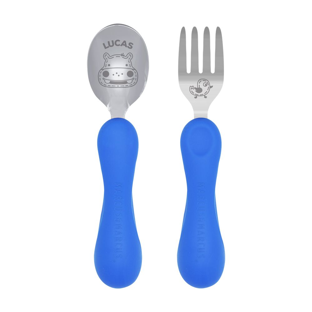 兒童防滑易握學習叉匙組含盒-河馬