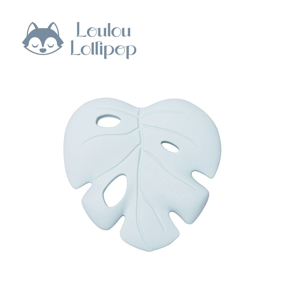 可愛造型矽膠固齒器-粉藍色龜背芋