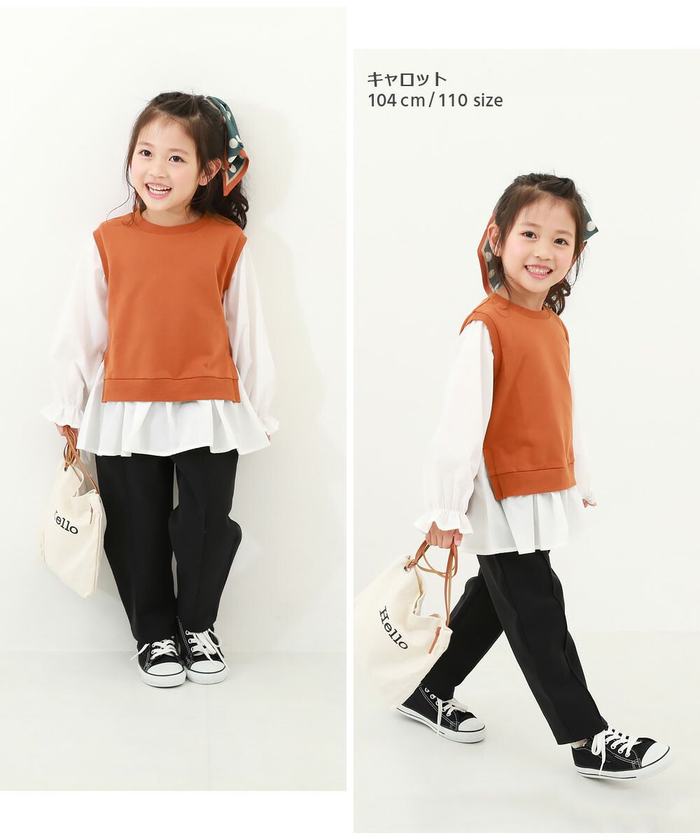 日本 devirock - 俏麗少女傘狀假二件長袖上衣-紫羅蘭