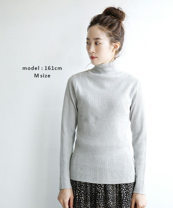 日本 zootie - 舒膚系列 彈性羅紋針織上衣-中高領-黑