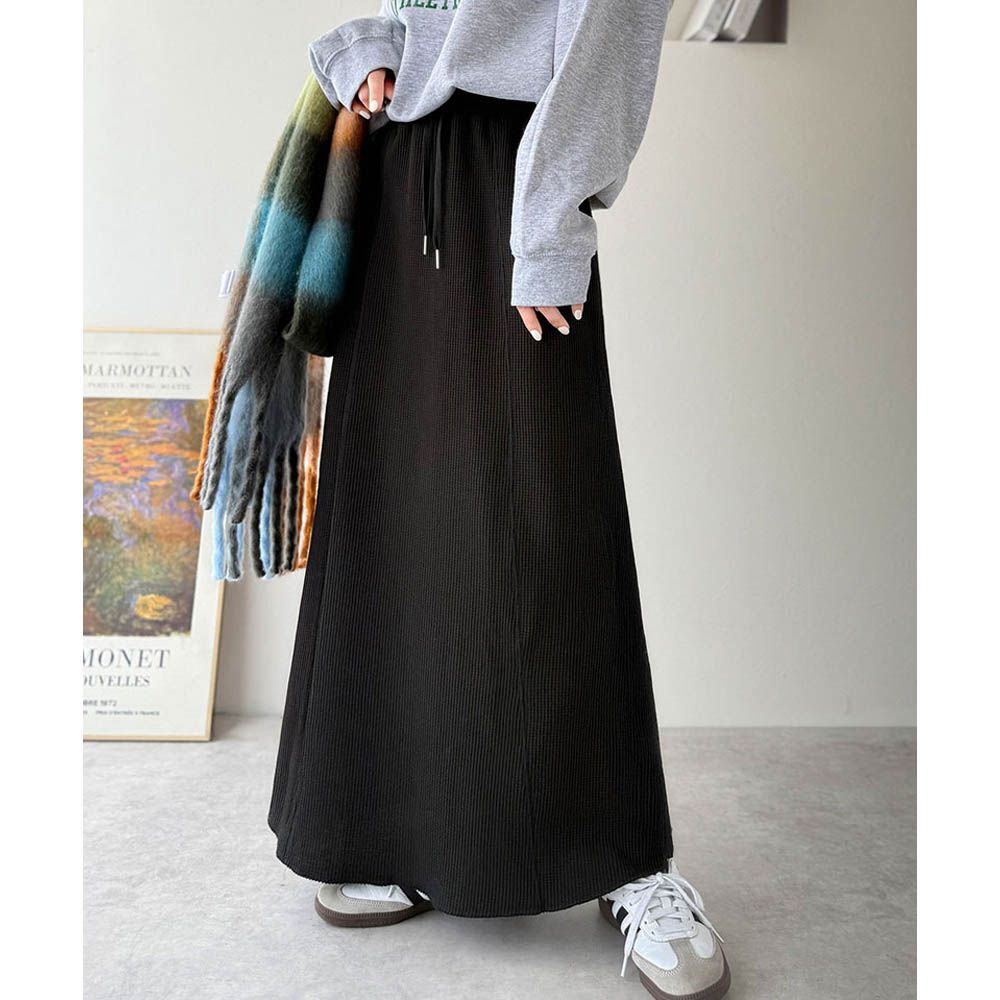Java 華夫格舒適厚磅魚尾裙-黑