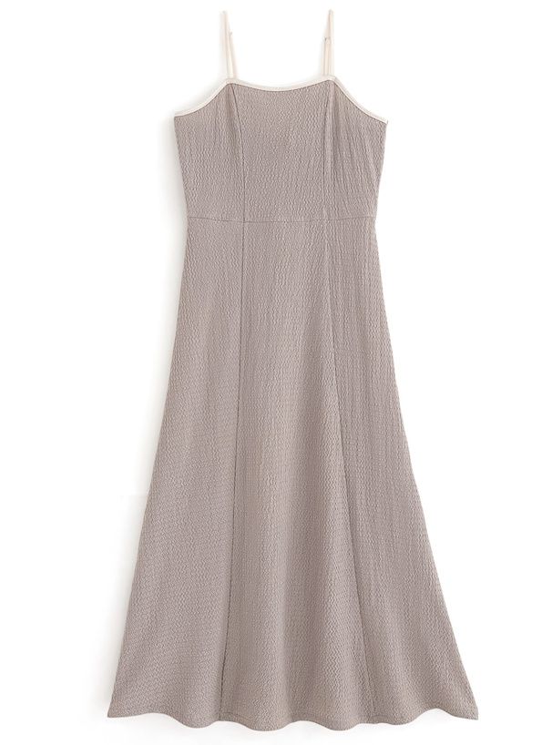 日本 GRL - 雲朵泡泡布前綁帶兩件式洋裝-經典黑 (F)