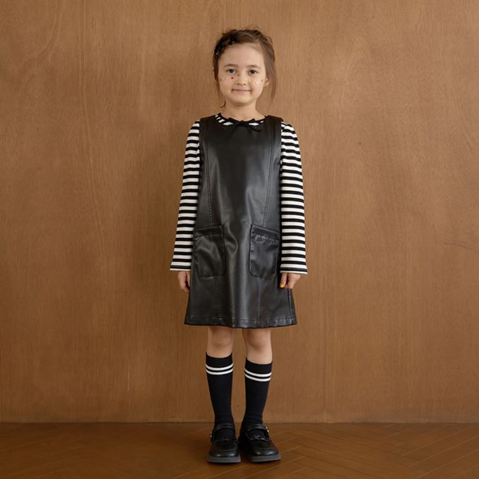 日本 Lycee mine - 領口滾邊綁帶澎澎長袖上衣-黑