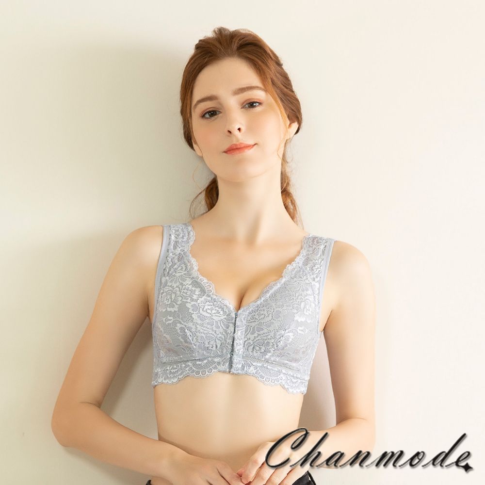 香茉 CHANMODE - 極潤蠶絲集中前扣美胸內衣-3件組-內衣款-豆沙/灰/藍-內衣x3件
