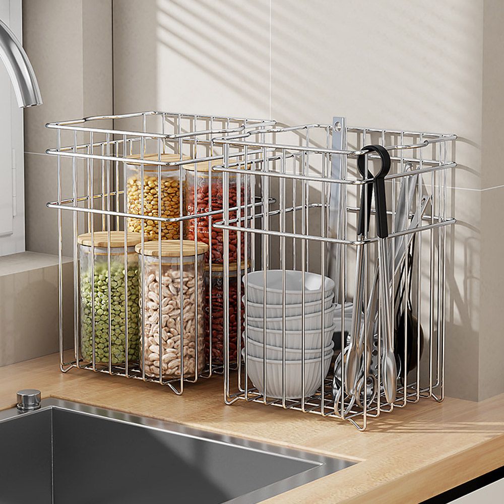 不鏽鋼瀝水收納籃/廚具用品收納籃-小款 (買一送一)