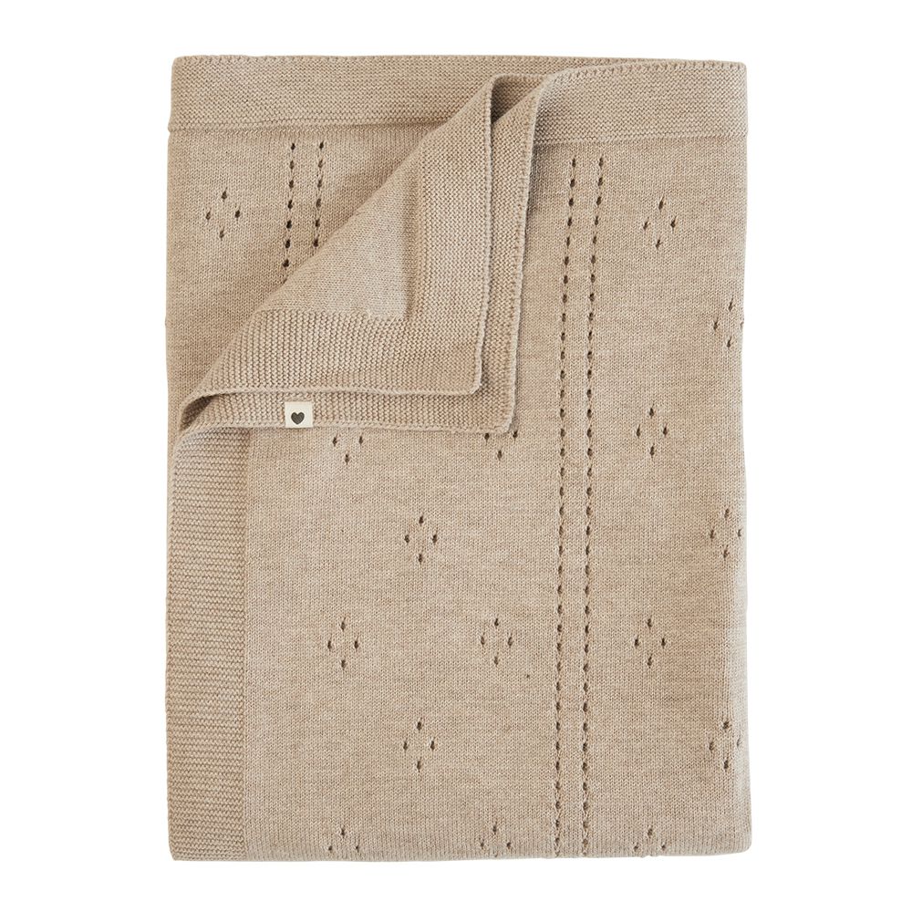 丹麥BIBS - Knitted Blanket Pointelle 針織棉毯-香草 (70x100cm)