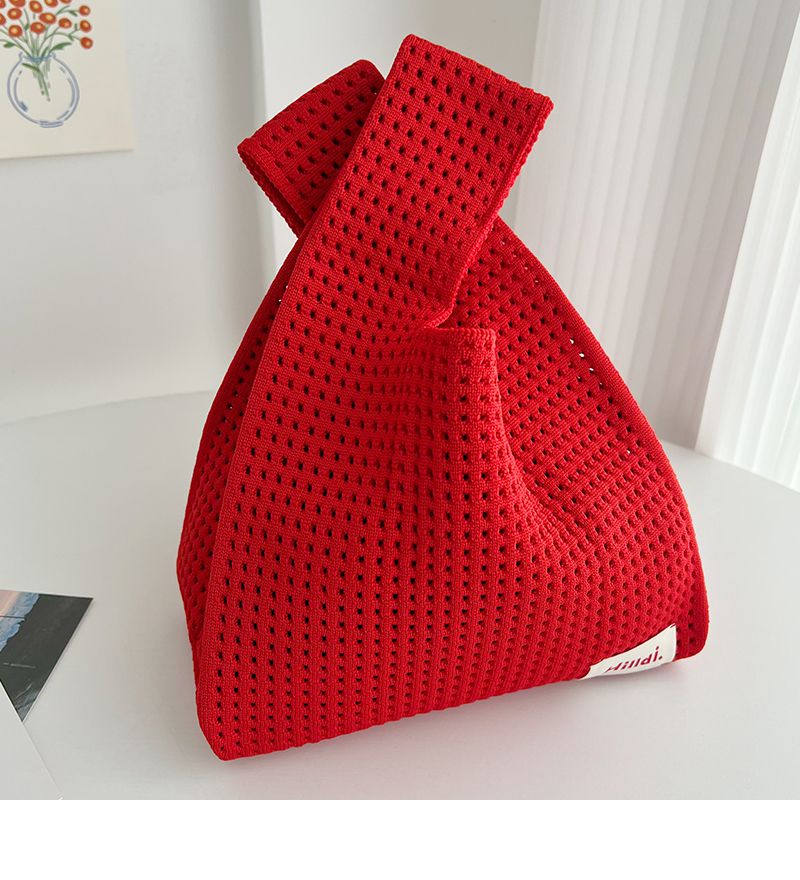 簍空休閒針織手拿包/手提包-草綠色 (20x35cm)