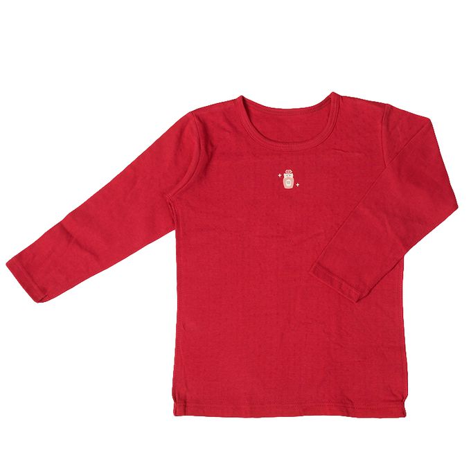 akachan honpo - 長袖圓領上衣2件組-蓬鬆棉 公主&香水-紅色