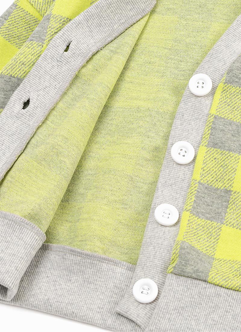 韓國 OZKIZ - 棋盤格單排釦針織小外套