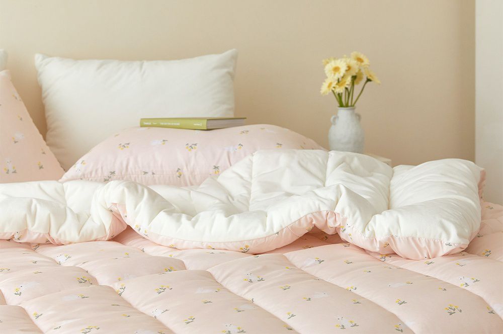 韓國 Maatila - 可水洗超細纖維桃皮感棉被(冬被)-粉紅小兔