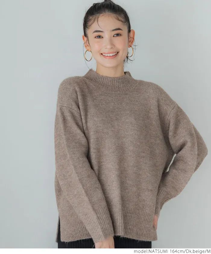 日本 COCA - ふあふあ 柔軟百搭針織毛衣-小立領-淺粉