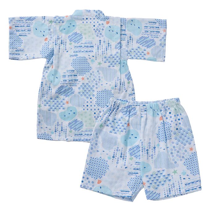 akachan honpo - 兩件式甚平-海-淺藍色